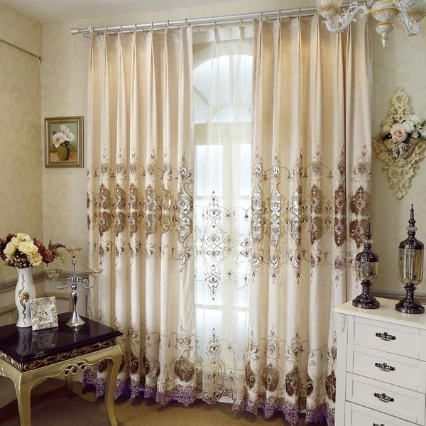 curtain & drapes european chenille embroidery shading curtains for living dining room bedroom