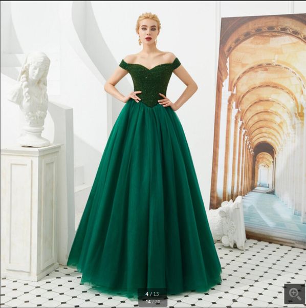 2021 attractive-wholesale green tulle a line prom dresses heavily beading sequins sparkly formal evening gowns off the shoulder modest party, Black
2021 attractive-wholesale green tulle a line prom dresses heavily beading sequins sparkly formal evening gowns off the shoulder modest party, Black