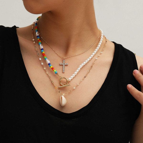 versatile accessories ocean style shell fashion asymmetric handmade beaded cross necklace, Silver
versatile accessories ocean style shell fashion asymmetric handmade beaded cross necklace, Silver