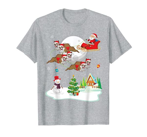 santa with boston terrier dogs snowman dance noel gifts snow t-shirt, White;black 
santa with boston terrier dogs snowman dance noel gifts snow t-shirt, White;black