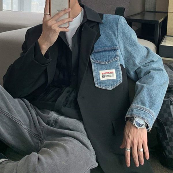 2021 spring female office lady notched collar long sleeve single button loose patchwork panelled denim blazer coat 8y634, Black;brown
2021 spring female office lady notched collar long sleeve single button loose patchwork panelled denim blazer coat 8y634, Black;brown