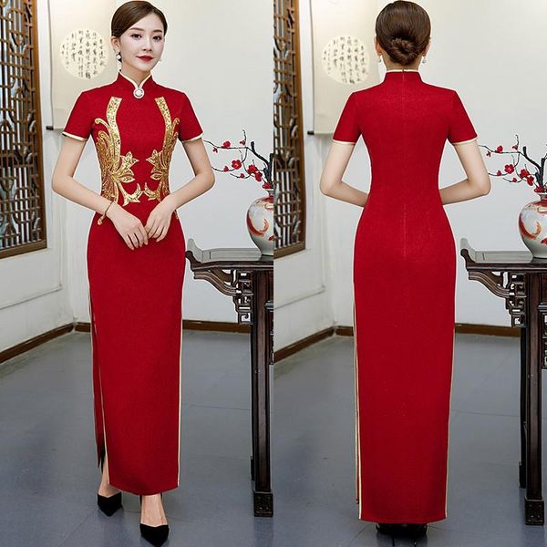 ethnic clothing high split cheongsam elegant slim bride wedding dress temperament stage show chinese women qipao big size s-5xl, Red
ethnic clothing high split cheongsam elegant slim bride wedding dress temperament stage show chinese women qipao big size s-5xl, Red