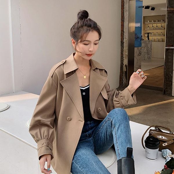 women's trench coats women coat casual short outerwear loose overcoat autumn winter temperament double-breasted windbreaker femme, Tan;black
women's trench coats women coat casual short outerwear loose overcoat autumn winter temperament double-breasted windbreaker femme, Tan;black