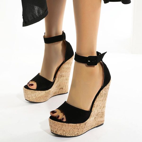 spring new simple versatile 16 cm wedges heel sandals size 35-42, Black
spring new simple versatile 16 cm wedges heel sandals size 35-42, Black