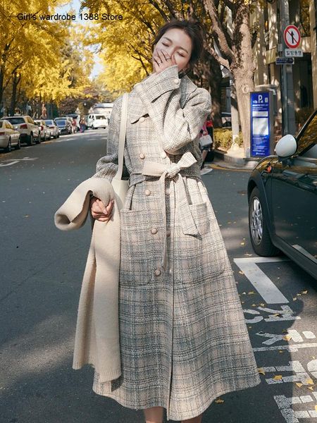 women's wool & blends small woolen coat middle and long style 2021 winter korean loose over the knee, Black
women's wool & blends small woolen coat middle and long style 2021 winter korean loose over the knee, Black
