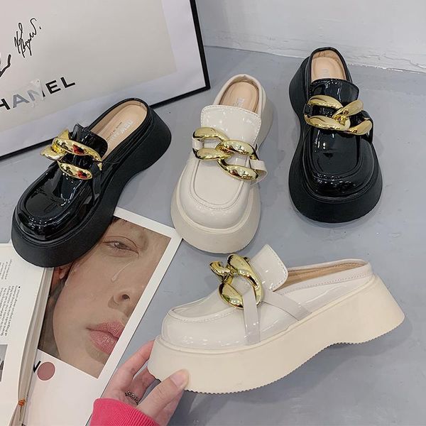 slippers women wedges 2021 summer fashion closed toe leather shoes loafers high platform heels mules, Black
slippers women wedges 2021 summer fashion closed toe leather shoes loafers high platform heels mules, Black