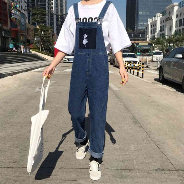 printed kawaii students loose women jumpsuit simple all match korean style ladies denim leisure, Black;white
printed kawaii students loose women jumpsuit simple all match korean style ladies denim leisure, Black;white