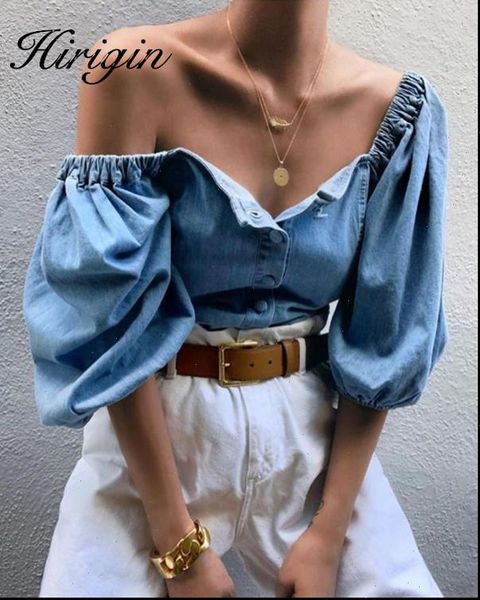 summer buttons denim blouse women vintage square collar jeans blouses chic elastic puff sleeve autumn female shirts, White
summer buttons denim blouse women vintage square collar jeans blouses chic elastic puff sleeve autumn female shirts, White