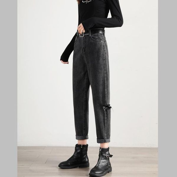 women's jeans zosol ripped female dad radish pants harlan loose straight large high waist slimming, Blue
women's jeans zosol ripped female dad radish pants harlan loose straight large high waist slimming, Blue