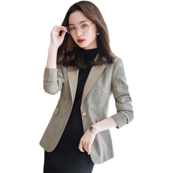 women's suits & blazers blazer slim fit fall 2021 temperament gray professional formal suit casual jacket one buttons quality blouser, White;black
women's suits & blazers blazer slim fit fall 2021 temperament gray professional formal suit casual jacket one buttons quality blouser, White;black