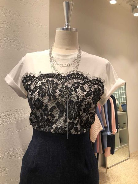 women's t-shirt korean style spring summer sweet fashion seam lace shirt loose short sleeve around the female upper neck p7g4, White
women's t-shirt korean style spring summer sweet fashion seam lace shirt loose short sleeve around the female upper neck p7g4, White