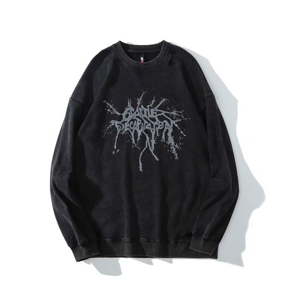 high street hip hop dark wash printed long sleeve pullover autumn and winter men's oversize hole large size sweater, Black
high street hip hop dark wash printed long sleeve pullover autumn and winter men's oversize hole large size sweater, Black