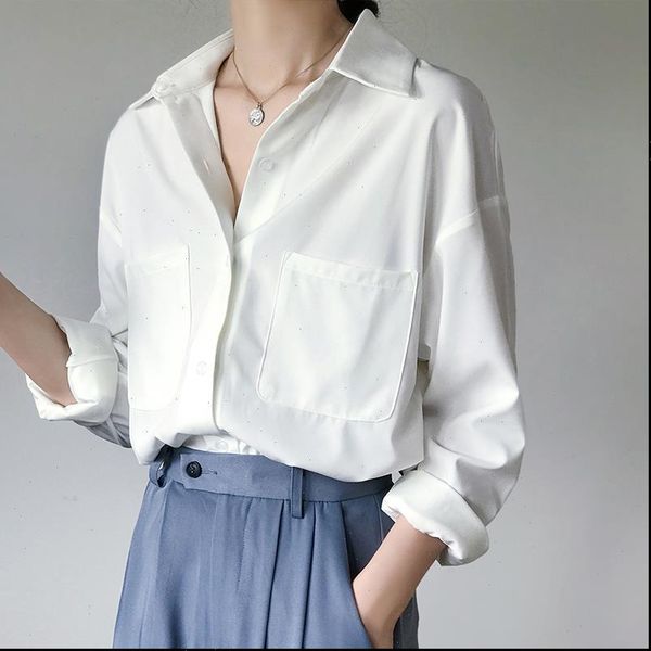 ol style white shirts for women turn down collar pockets women blouse elegant workwear female blusas femme 2021 autumn
ol style white shirts for women turn down collar pockets women blouse elegant workwear female blusas femme 2021 autumn