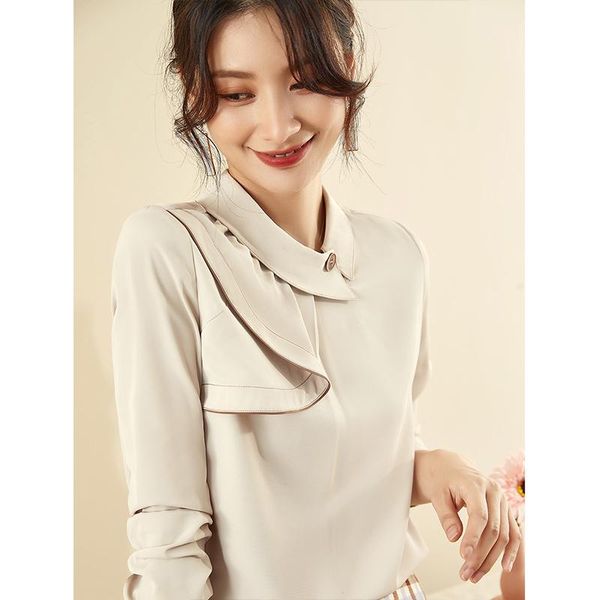 women's knits & tees shirt 2021 spring and autumn design sense niche chiffon casual long-sleeved fashion plus size ol blouse, White
women's knits & tees shirt 2021 spring and autumn design sense niche chiffon casual long-sleeved fashion plus size ol blouse, White