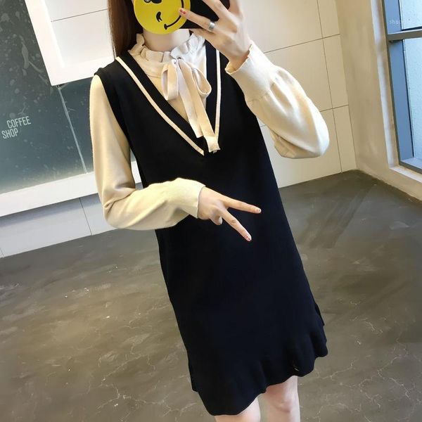 casual dresses women 2021 autumn winter fashion bow slim sweater dress female knitted bottoming ladies patchwork short vestidos v697, Black;gray
casual dresses women 2021 autumn winter fashion bow slim sweater dress female knitted bottoming ladies patchwork short vestidos v697, Black;gray