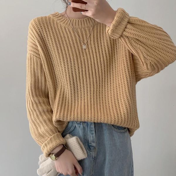 women's sweaters women o-neck knitted autumn winter loose full sleeve casual female pullovers jumpers, White;black
women's sweaters women o-neck knitted autumn winter loose full sleeve casual female pullovers jumpers, White;black