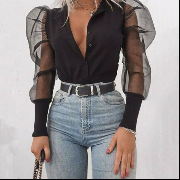 blouse women black mesh shirts see through single breasted puff sleeve v neck blouse plus size vadim, White
blouse women black mesh shirts see through single breasted puff sleeve v neck blouse plus size vadim, White