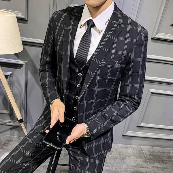 men's suits & blazers (jacket+vest+pants) 2021 style men pure cotton slim fit business suits/male plaid fashion leisure blazers/groom t, White;black
men's suits & blazers (jacket+vest+pants) 2021 style men pure cotton slim fit business suits/male plaid fashion leisure blazers/groom t, White;black