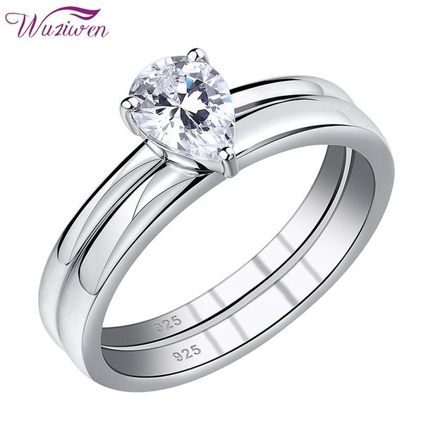 cluster rings wuziwen 2 pieces solid 925 sterling silver engagement ring wedding set for women simple pear shape zircon jewelry br0831, Golden;silver
cluster rings wuziwen 2 pieces solid 925 sterling silver engagement ring wedding set for women simple pear shape zircon jewelry br0831, Golden;silver