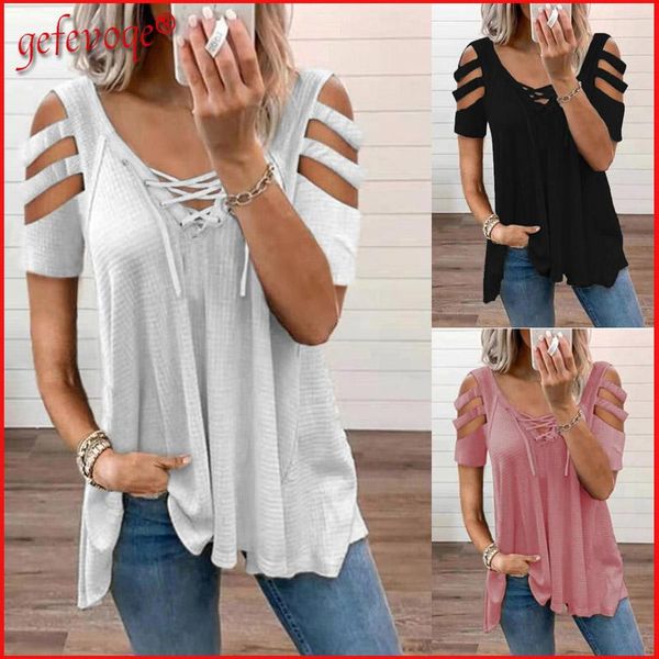 women's t-shirt women 2021 summer casual tunic female hollow out lace up v neck short sleeve tees tshirts solid loose clothing, White
women's t-shirt women 2021 summer casual tunic female hollow out lace up v neck short sleeve tees tshirts solid loose clothing, White