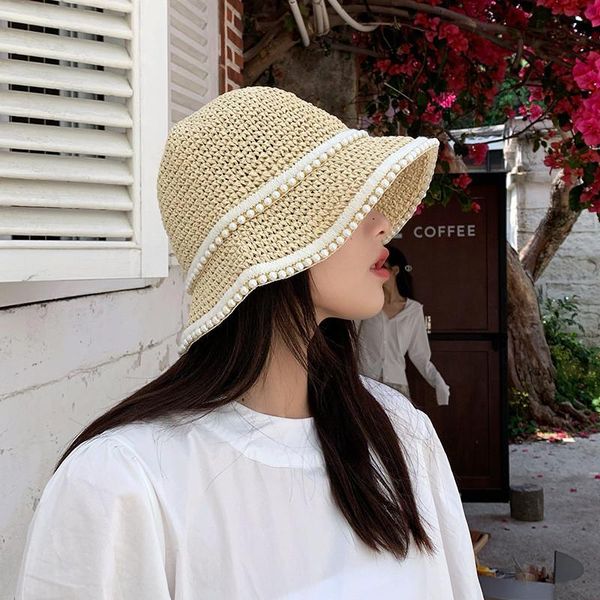 wide brim hats 2021 shade for women summer sun bucket hat girl outside travel straw cap casual pearl foldable vintage, Blue;gray
wide brim hats 2021 shade for women summer sun bucket hat girl outside travel straw cap casual pearl foldable vintage, Blue;gray
