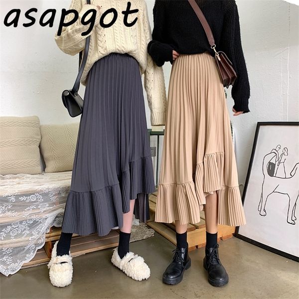 faldas mujer moda fall korean chic slim high waist pleated skirts women irregular ruffles white grey maxi skirt vintage loose 210311, Black
faldas mujer moda fall korean chic slim high waist pleated skirts women irregular ruffles white grey maxi skirt vintage loose 210311, Black