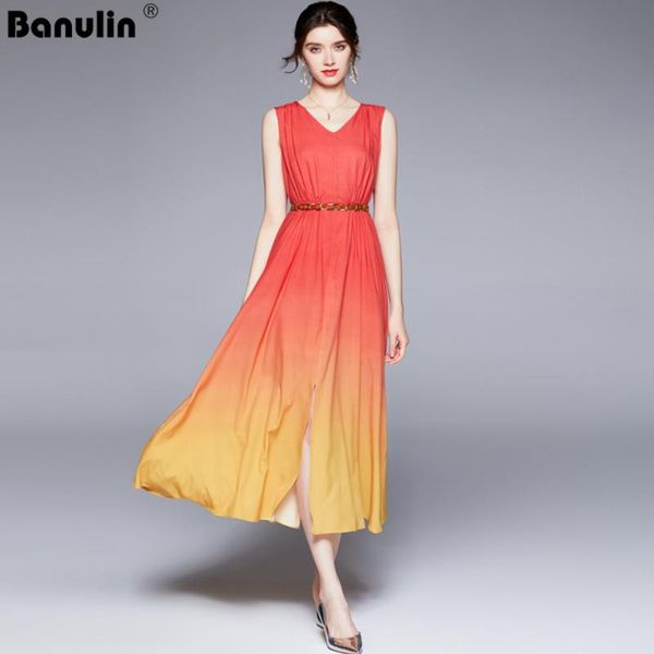 casual dresses banulin runway elegant summer split long dress fashion women's v neck gradient color chiffon maxi party with belt n55132, Black;gray
casual dresses banulin runway elegant summer split long dress fashion women's v neck gradient color chiffon maxi party with belt n55132, Black;gray