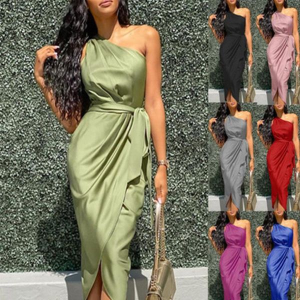 casual dresses slit dress one shoulder ruched design party spring summer belt sleeveless elegant solid, Black;gray
casual dresses slit dress one shoulder ruched design party spring summer belt sleeveless elegant solid, Black;gray