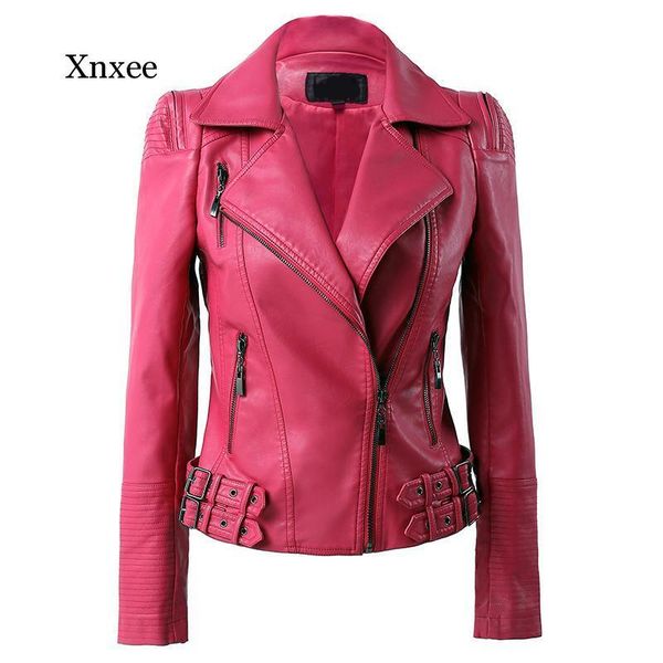 women pu leather jacket spring long sleeve slim short coat ladies chic pink blue black motorcycle jacket windbreaker overcoat
women pu leather jacket spring long sleeve slim short coat ladies chic pink blue black motorcycle jacket windbreaker overcoat