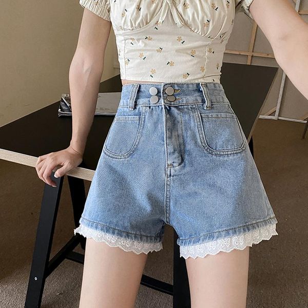 women's shorts ly varey lin summer high waist women a-line wide leg lace patckwork denim female loose streetwear ladies jeans, White;black
women's shorts ly varey lin summer high waist women a-line wide leg lace patckwork denim female loose streetwear ladies jeans, White;black