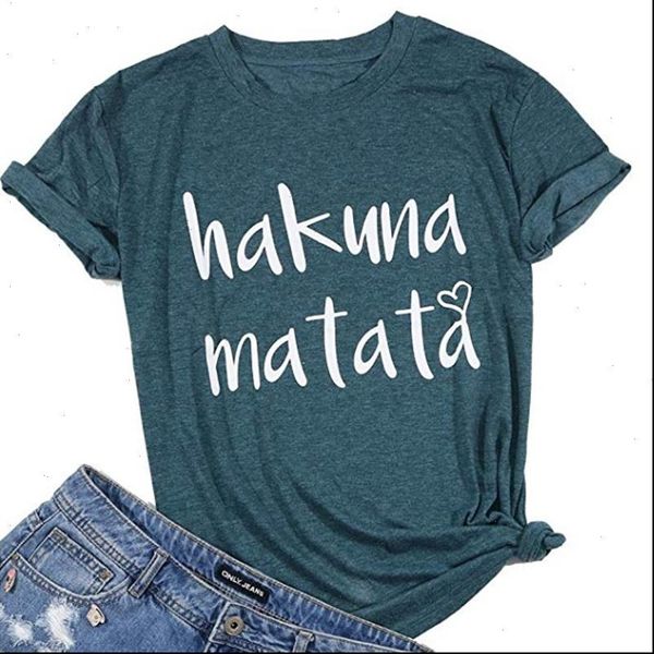 new s 5xl summer women fashion hakuna matata letter print casual short sleeve shirts loose o neck ladies t shirt for, White
new s 5xl summer women fashion hakuna matata letter print casual short sleeve shirts loose o neck ladies t shirt for, White