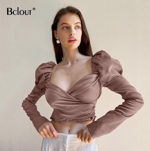women's blouses & shirts bclout puff sleeve slim crop for women elegant long solid cross summer casaul office ladies thin, White
women's blouses & shirts bclout puff sleeve slim crop for women elegant long solid cross summer casaul office ladies thin, White