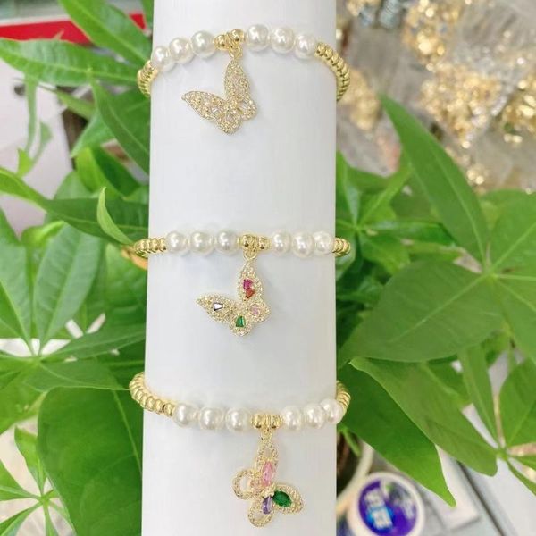 beaded, strands 10pcs, beautiful bracelets & bangles cz pave beads butterfly charm bracelet for women jewelry accessories pulseras mujer bij, Black 
beaded, strands 10pcs, beautiful bracelets & bangles cz pave beads butterfly charm bracelet for women jewelry accessories pulseras mujer bij, Black