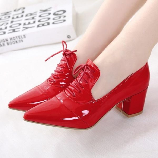 dress shoes 33-45 yards leather women's elegant wild candy color thick with lace straps small pointed fashion, Black
dress shoes 33-45 yards leather women's elegant wild candy color thick with lace straps small pointed fashion, Black