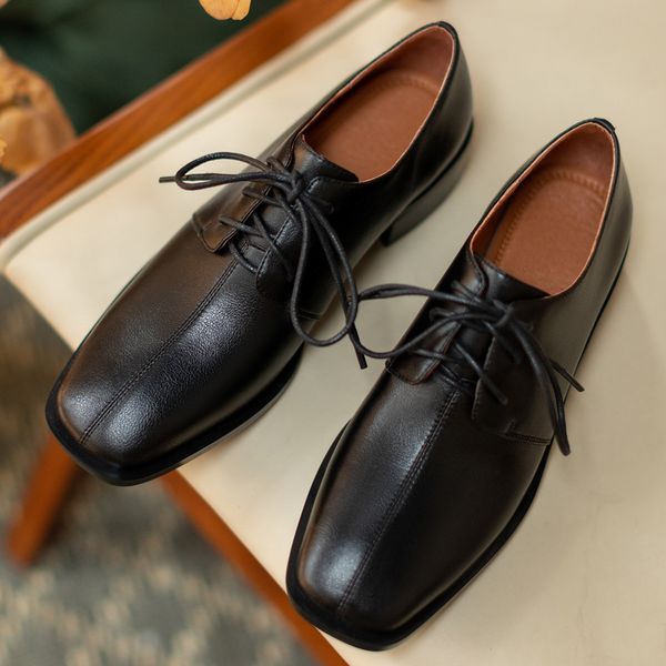 Womens genuine leather square toe lace-up flats oxfords leisure soft comfortable retro casual daily female footwear casual shoeDress Shoes, Black
Womens genuine leather square toe lace-up flats oxfords leisure soft comfortable retro casual daily female footwear casual shoeDress Shoes, Black