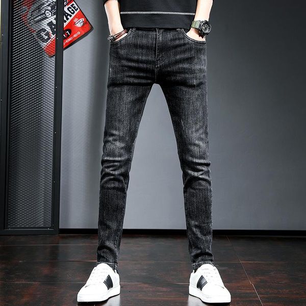 men's jeans fashion gray black men slim fit pencil pants korean streetwear denim trousers, Blue
men's jeans fashion gray black men slim fit pencil pants korean streetwear denim trousers, Blue