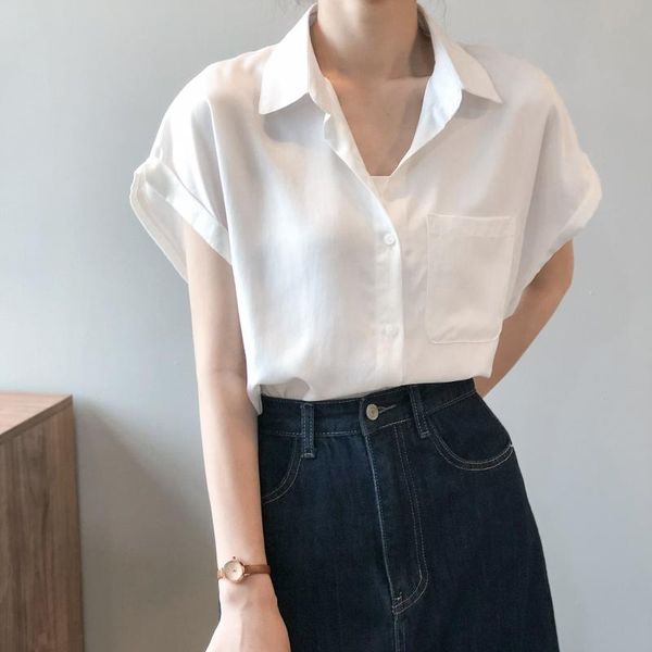 women's blouses & shirts buttons shirt women 2021 summer style korean mid-length loose pocket blouse lapel short-sleeved thin solid col, White
women's blouses & shirts buttons shirt women 2021 summer style korean mid-length loose pocket blouse lapel short-sleeved thin solid col, White
