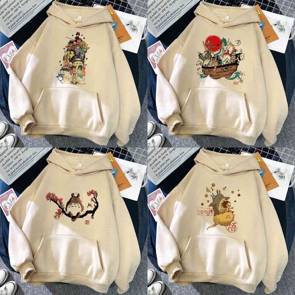 men's hoodies totoro studio ghibli kawaii grappige cartoon hoodies mannen ullzang leuke anime grafische streetwear spirited away hoody, Black