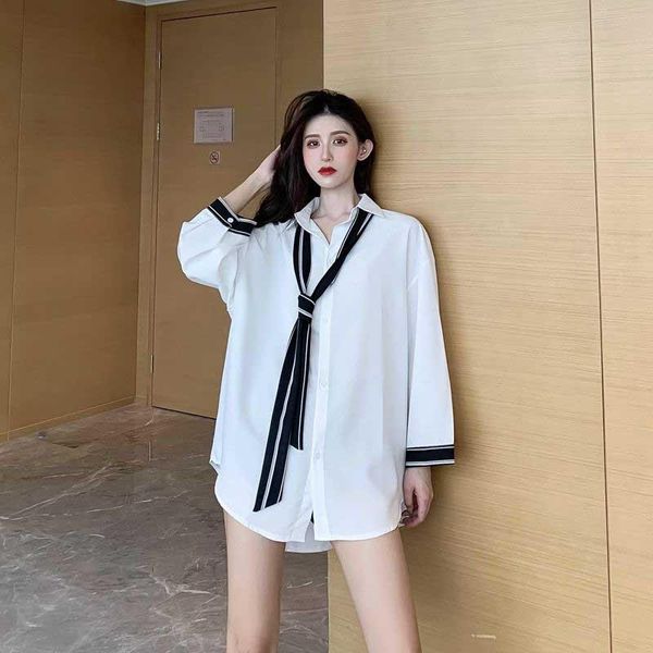 women's blouses & shirts nicemix woman 2021 autumn fashion streetwear colors contrast cool girls tie chiffon blouse women blusas shirt, White
women's blouses & shirts nicemix woman 2021 autumn fashion streetwear colors contrast cool girls tie chiffon blouse women blusas shirt, White