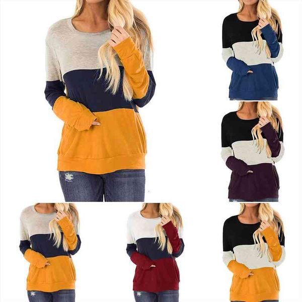 women hoodies pullover autumn loose casual color block cotton long sleeve o neck pullover tunics xxl, Black 
women hoodies pullover autumn loose casual color block cotton long sleeve o neck pullover tunics xxl, Black