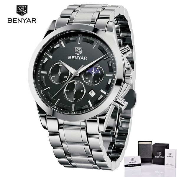wristwatches benyar fashion mens sport quartz wristwatch stainless steel moon phase waterproof chronograph multifunctional casual watches, Slivery;brown
wristwatches benyar fashion mens sport quartz wristwatch stainless steel moon phase waterproof chronograph multifunctional casual watches, Slivery;brown