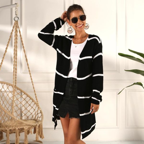 women's knits & tees 2021 women cardigan spring and autumn casual black white stripes v-neck mid-length sweater loose jacket
women's knits & tees 2021 women cardigan spring and autumn casual black white stripes v-neck mid-length sweater loose jacket