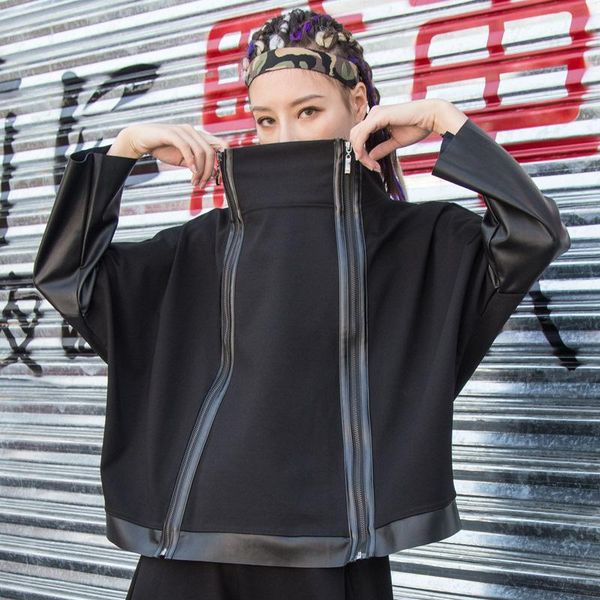 women's hoodies & sweatshirts harajuku pu leahter patchwork sweatshrit two zipper vintage women clothes 2021 full sleeve match all coat, Black
women's hoodies & sweatshirts harajuku pu leahter patchwork sweatshrit two zipper vintage women clothes 2021 full sleeve match all coat, Black
