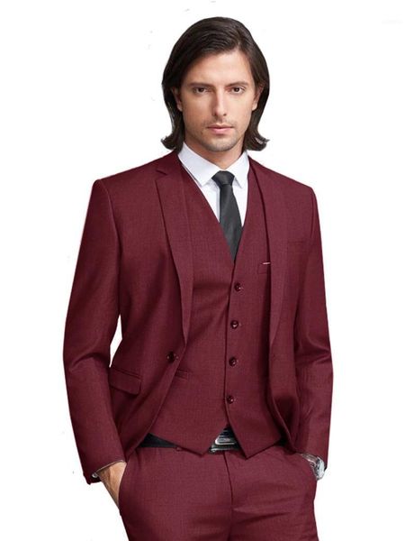 men's suits & blazers 2021 costume mariage homme slim 3-piece suit fit notch lapel one button tuxedo wedding blazer jacket pants vest s, White;black