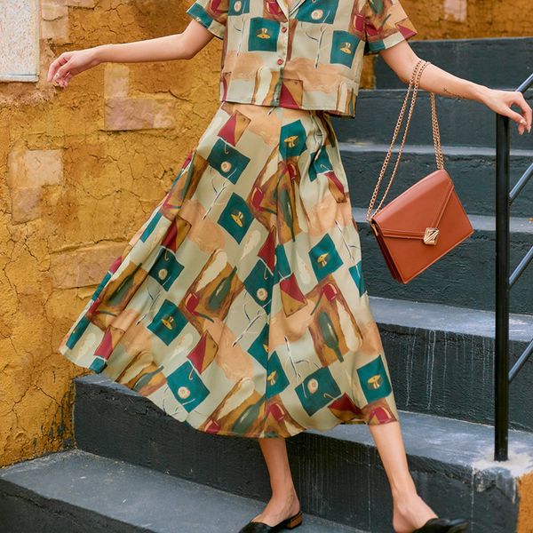 2021 new vintage long women summer high waist a line ladies color block print brown midi skirt clothing 05l3, Black
2021 new vintage long women summer high waist a line ladies color block print brown midi skirt clothing 05l3, Black