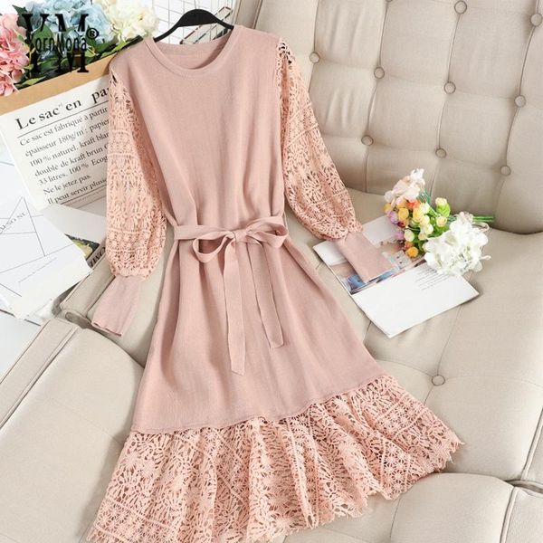 casual dresses yornmona korean fashion lace crochet knitted women dress 2021 autumn winter elegant ruffled party pink sashes ladies, Black;gray
casual dresses yornmona korean fashion lace crochet knitted women dress 2021 autumn winter elegant ruffled party pink sashes ladies, Black;gray