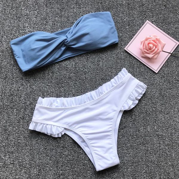 2021 bandeau women swimwear ruffle solid two-piece bikini set female swimsuit swimming suit beach wear girl bikinis mujer
2021 bandeau women swimwear ruffle solid two-piece bikini set female swimsuit swimming suit beach wear girl bikinis mujer