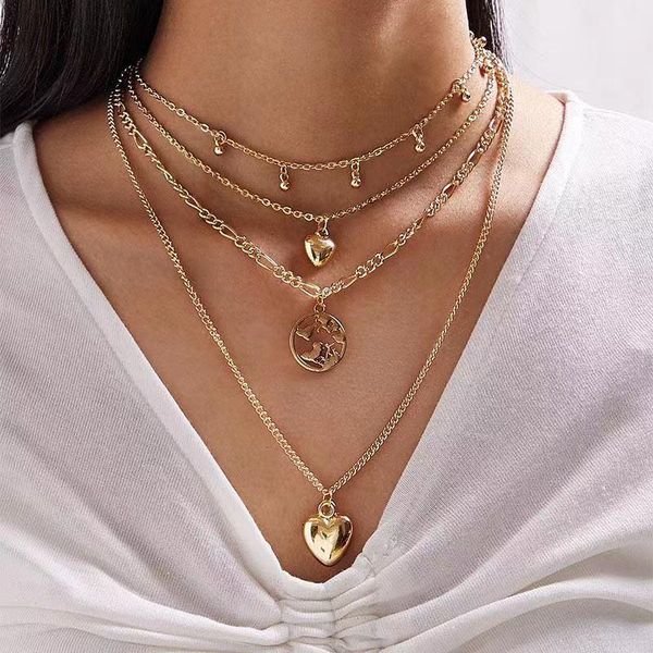 chains european and american alloy hollow map love round beads pendant multilayer necklace, Silver
chains european and american alloy hollow map love round beads pendant multilayer necklace, Silver