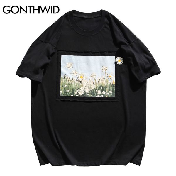 gonthwid tshirts streetwear harajuku daisy painting patchwork short sleeve tees shirts hip hop fashion summer casual cotton c0315, White;black
gonthwid tshirts streetwear harajuku daisy painting patchwork short sleeve tees shirts hip hop fashion summer casual cotton c0315, White;black