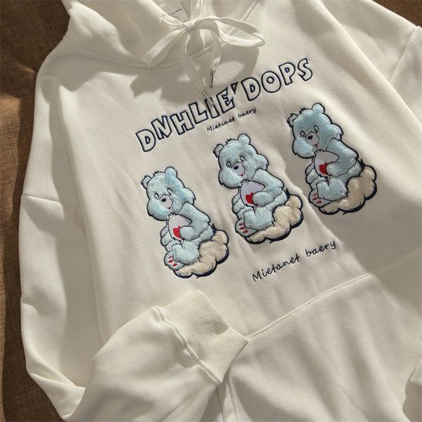 women's hoodies & sweatshirts ins girl vintage cartoon bear embroidery white sweatshirt women kawaii clothes for teens american streetw, Black
women's hoodies & sweatshirts ins girl vintage cartoon bear embroidery white sweatshirt women kawaii clothes for teens american streetw, Black